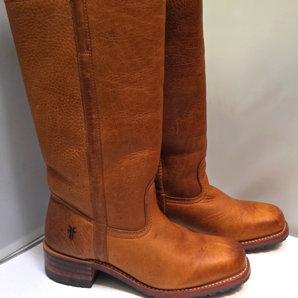 Frye Campus Work Brown 14"tall Heeled Boots with Sherpa Lining 9M